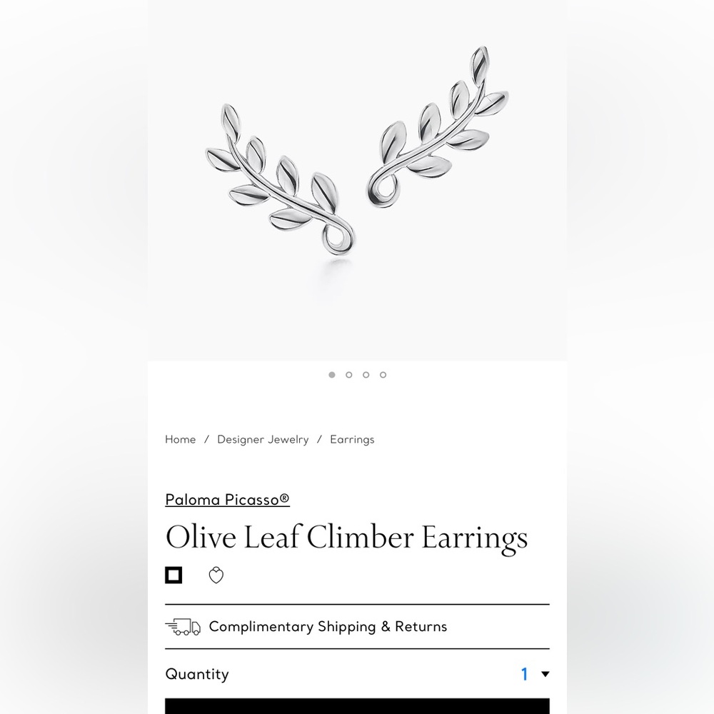 Tiffany & Co - Paloma Picasso Silver Olive Leaf Climber Earrings